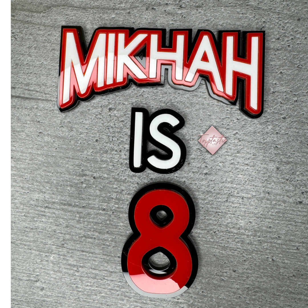 Spiderman themed Name/ Age charm set