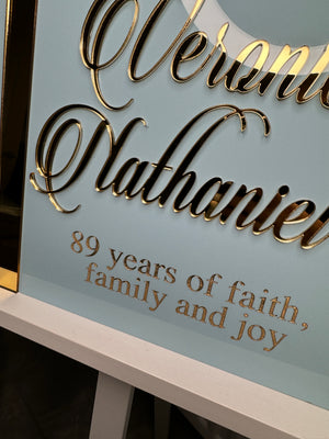 Celebration of life sign- with additional message