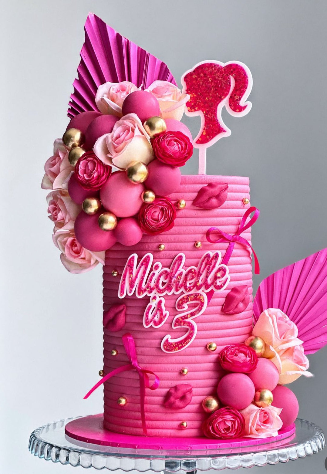 Barbie head topper and personalised glitter charm set