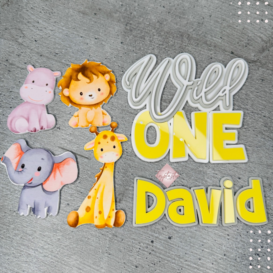 Printed acrylic- Wild One/ animals set