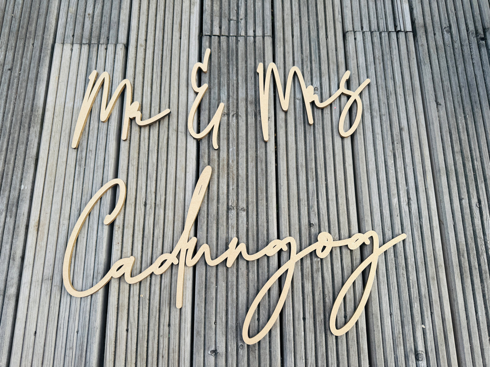 Wooden Mr & Mrs 'backdrop' sign