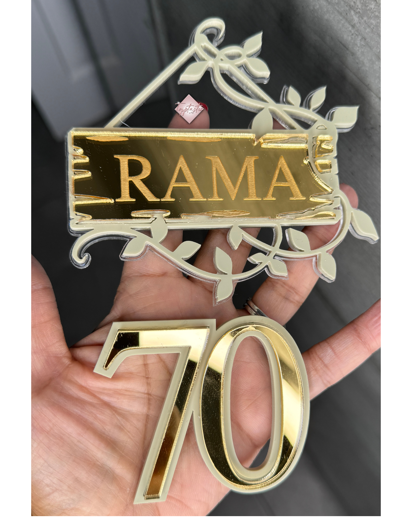 Double layered Name and age charm set