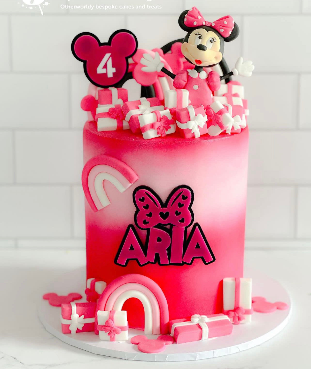 Minnie Mouse Double layered Name and age charm set