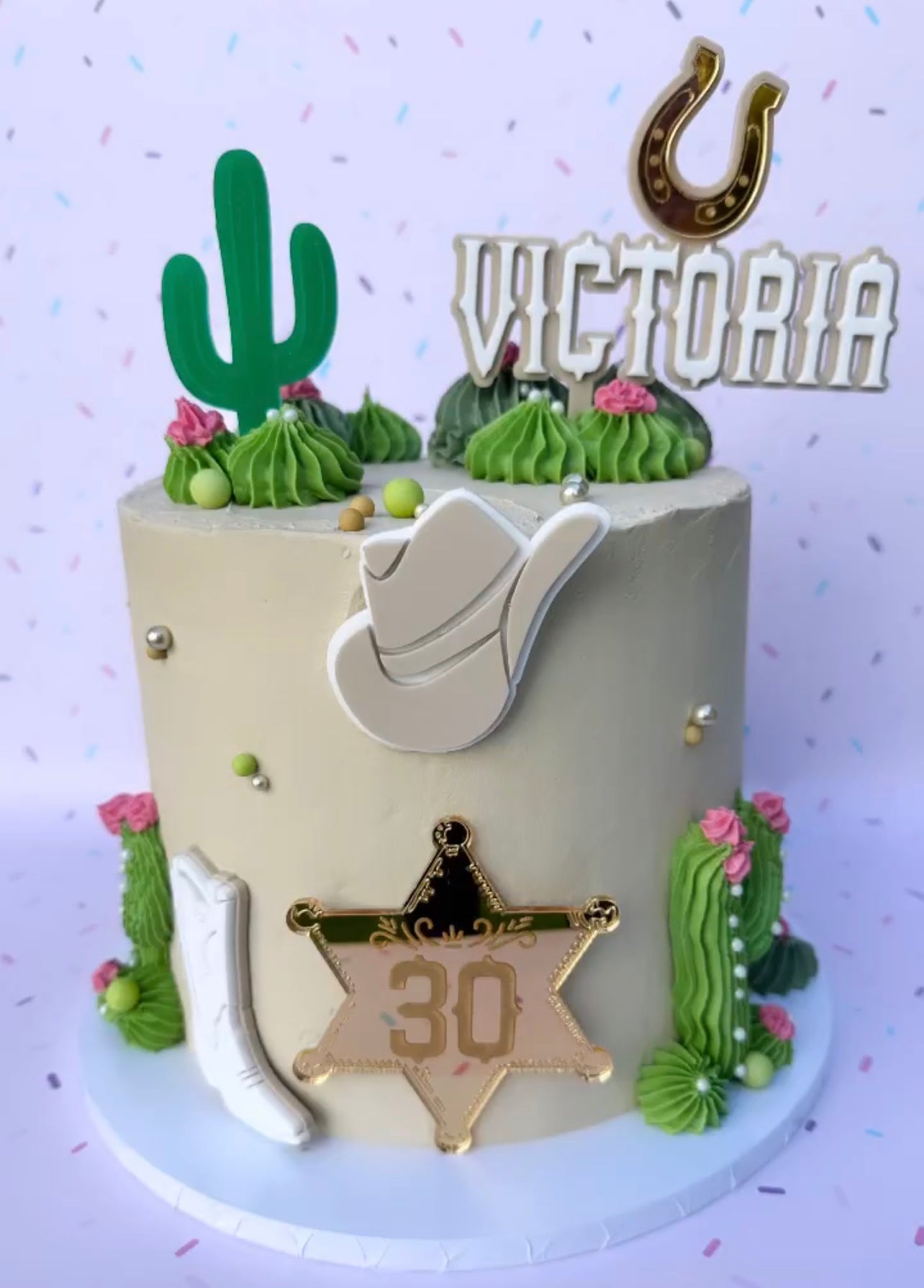 Cowboy/ Wild West themed topper set with charms