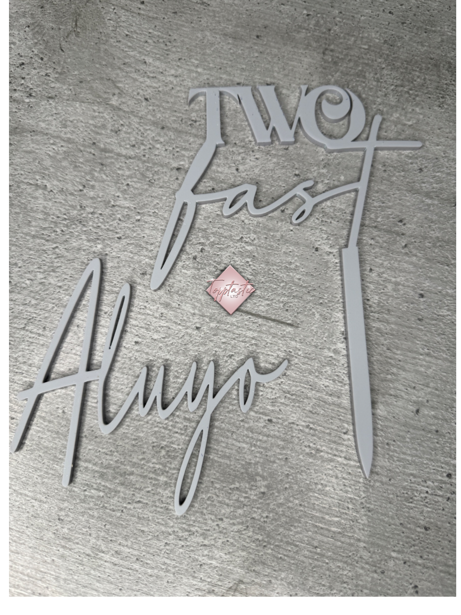 Two fast cake topper and name charm set