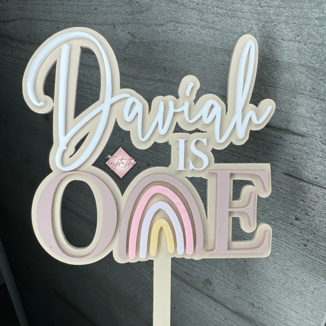 Boho/ Rainbow 'ONE' themed topper