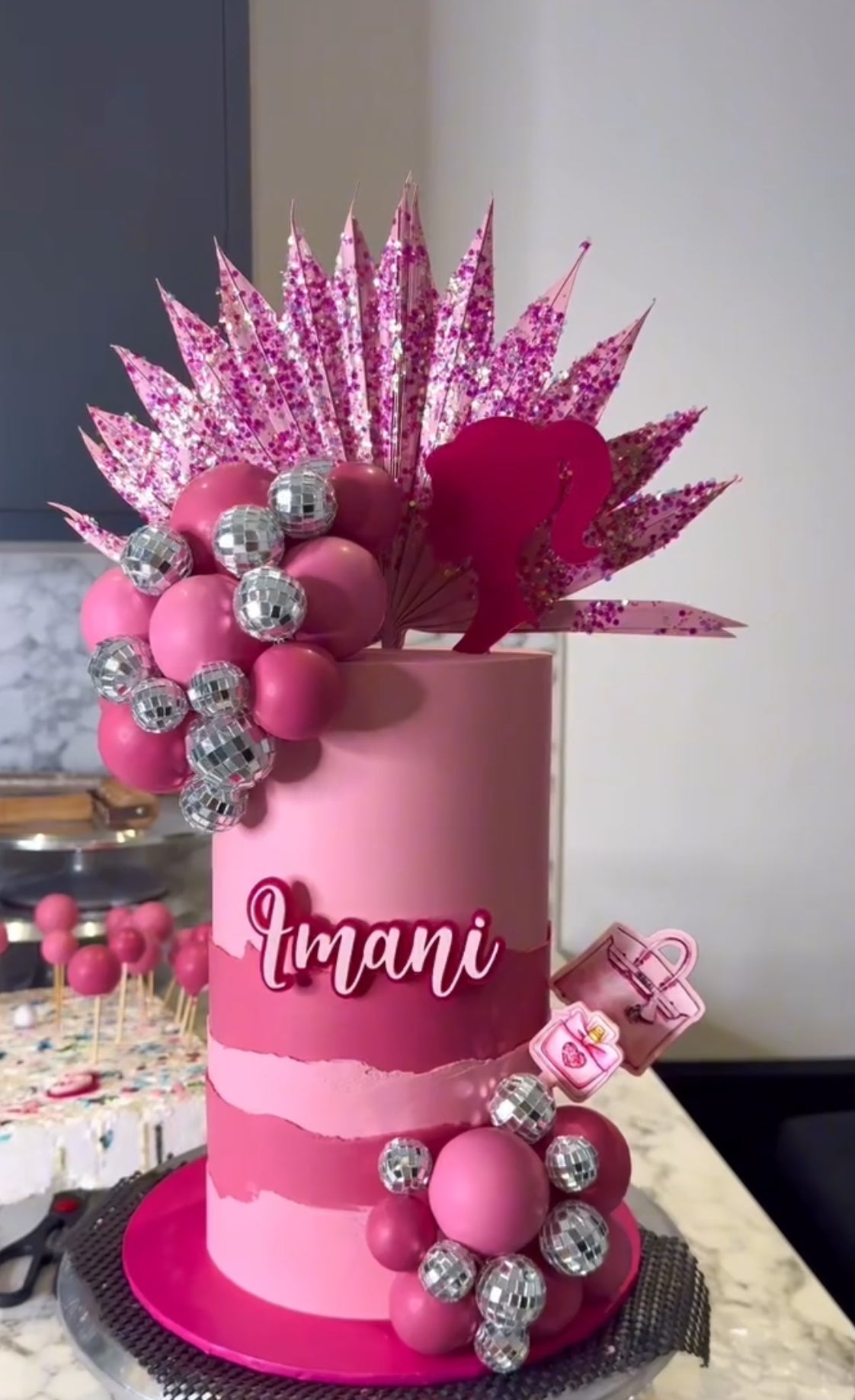 Barbie head topper and name charm