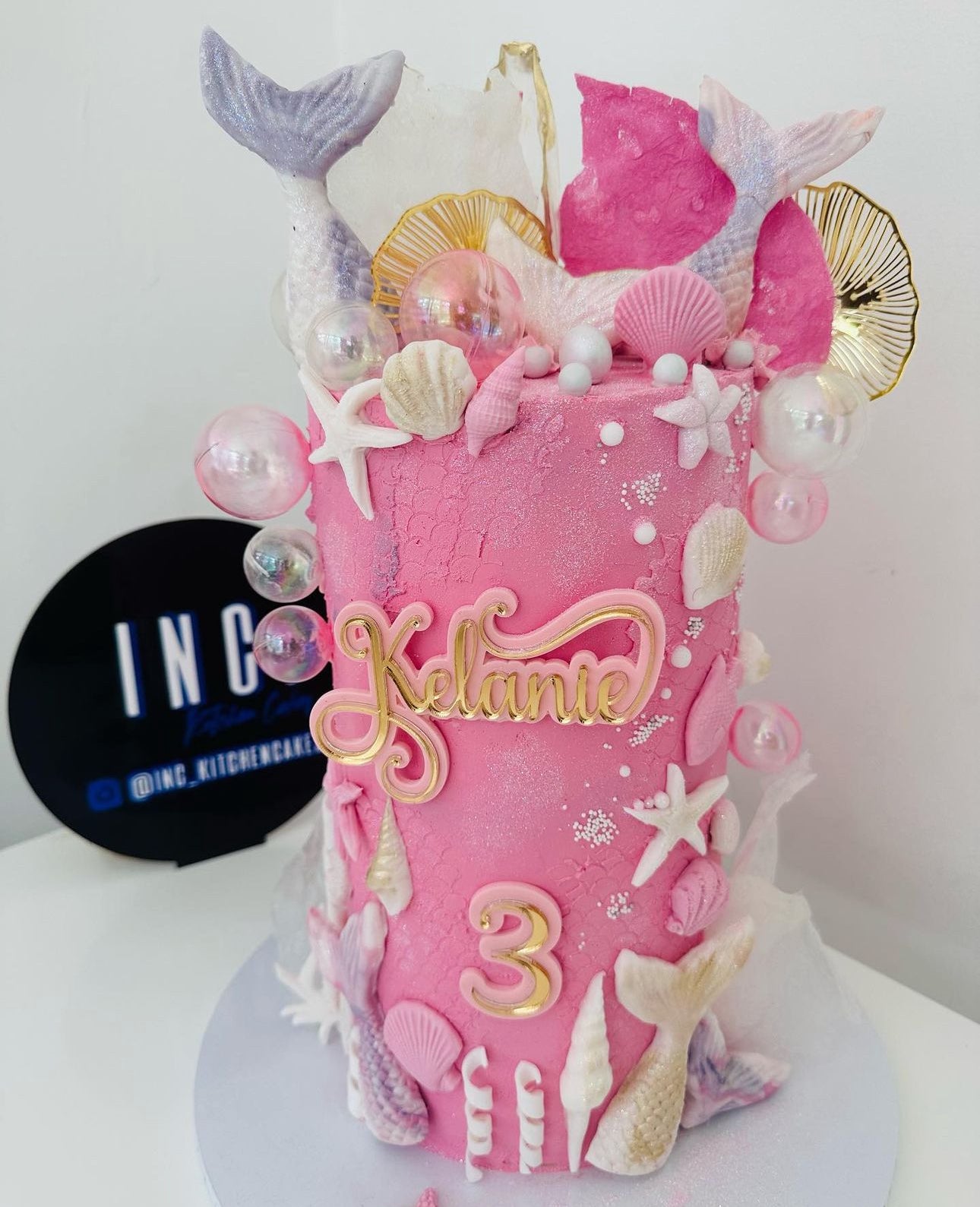 Swash font double layered Name and age charm set