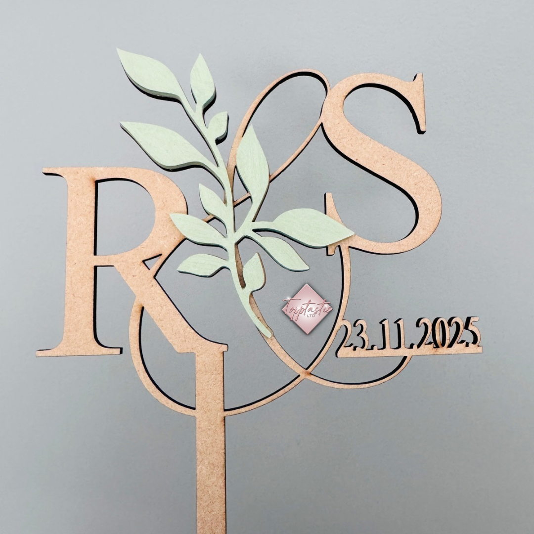 Wedding/ Initials wooden cake topper