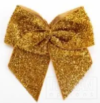 10mm wide Sparkle bows- Pack of 6- self adhesive- Gold