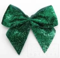 10mm wide Sparkle bows- Pack of 6- self adhesive- Green