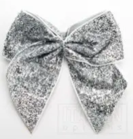 10mm wide Sparkle bows- Pack of 6- self adhesive- Silver