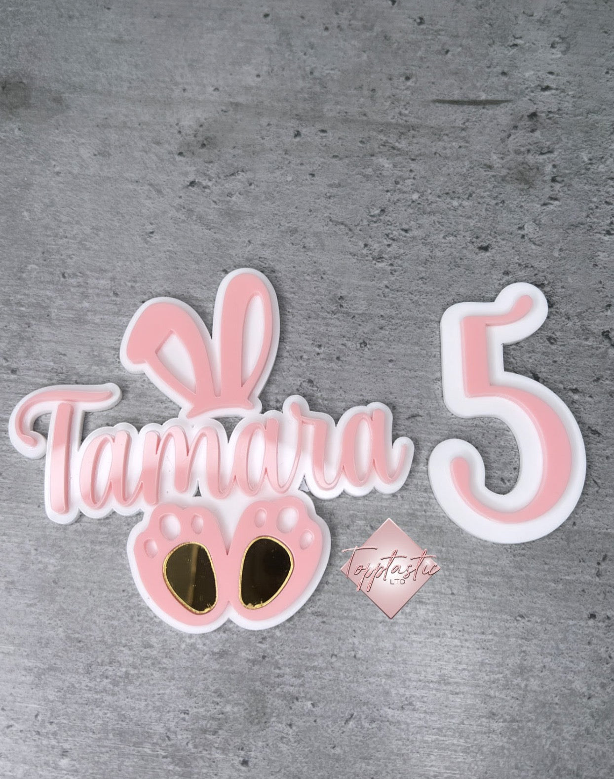 Bunny theme Double layered Name and age charm set