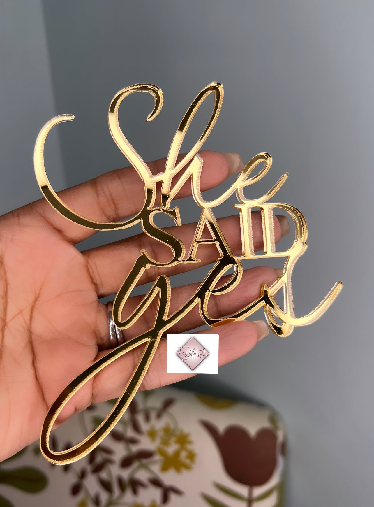 She Said Yes Acrylic cake charm
