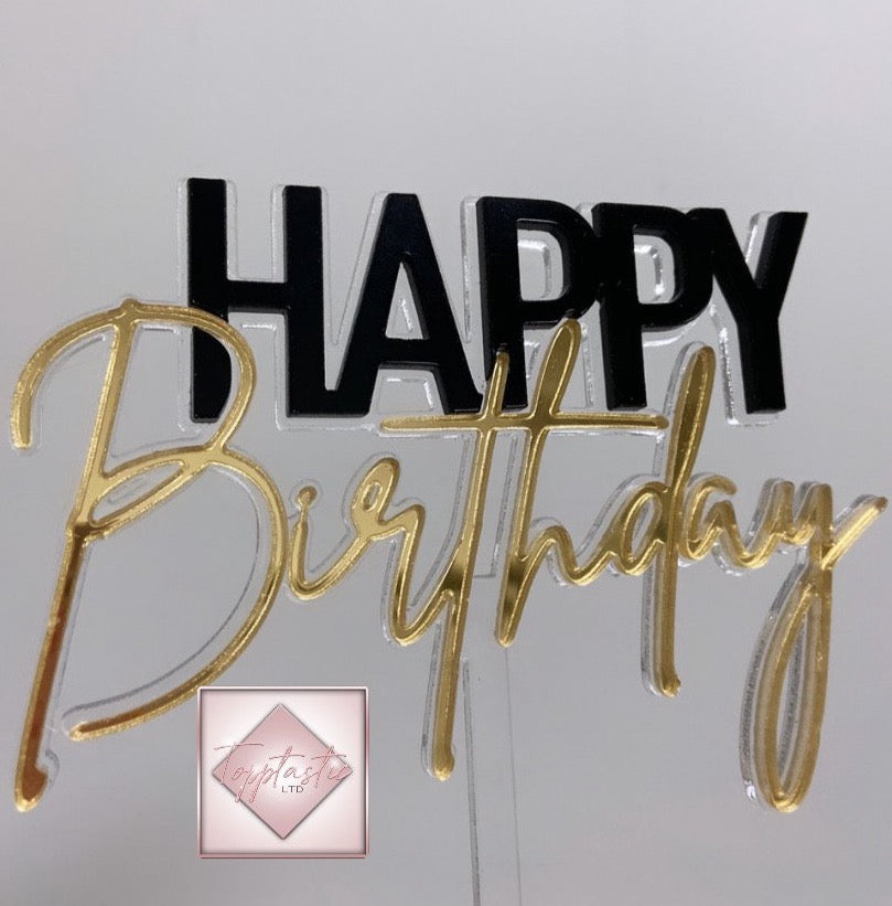 SLICED Double layered Happy Birthday Acrylic topper