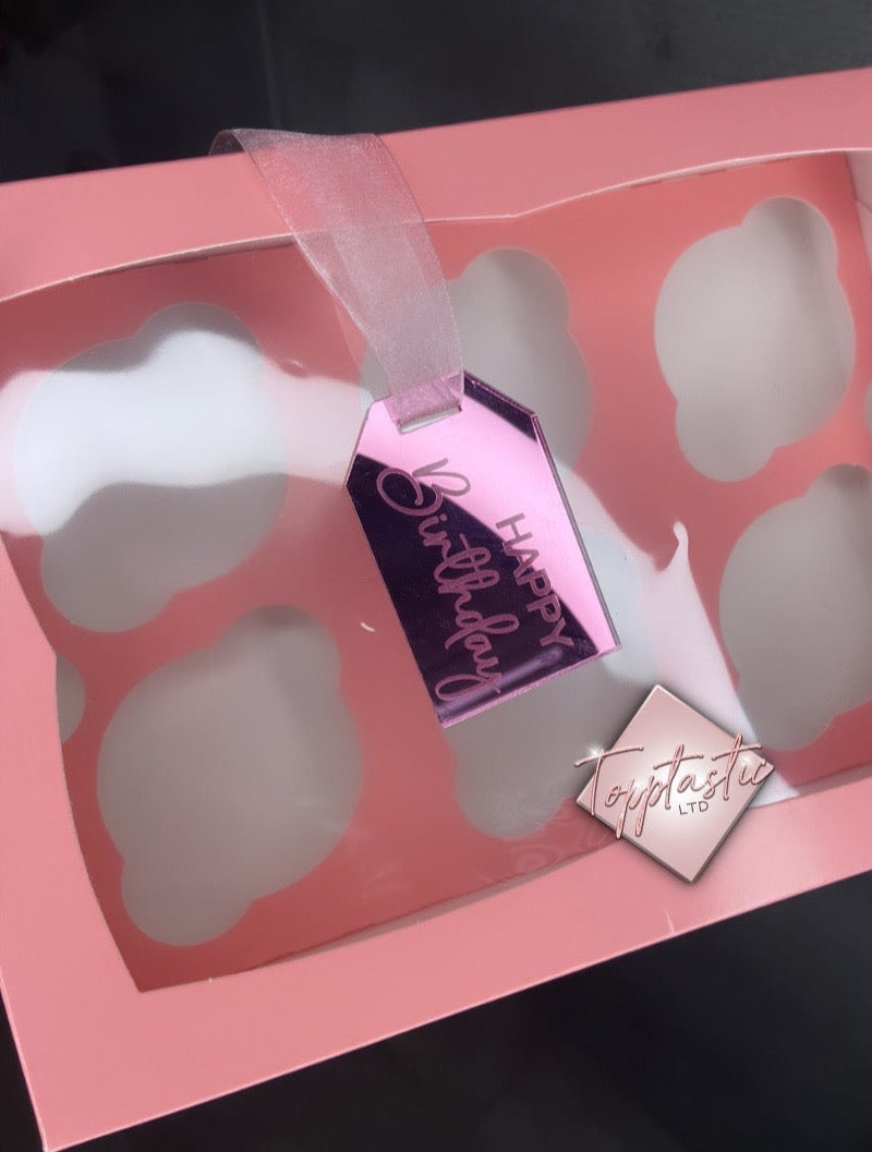 Happy Birthday Tag. Mirror finish. Pack of 2