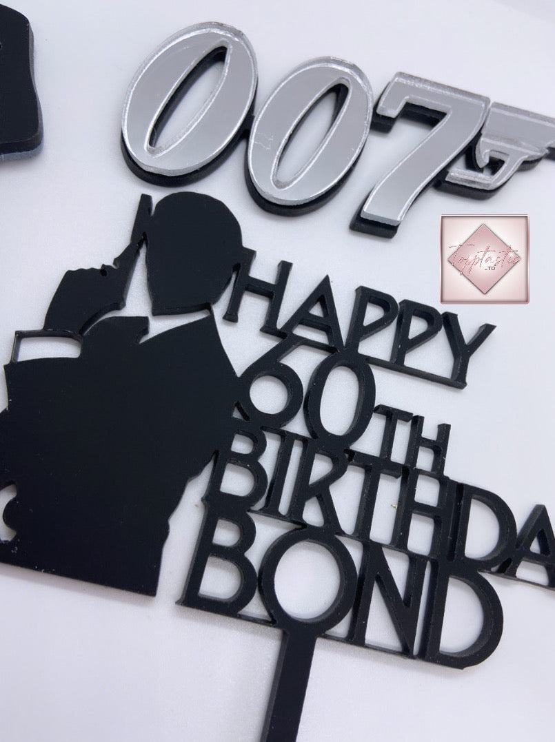 James Bond/ 007 acrylic cake topper/ charm