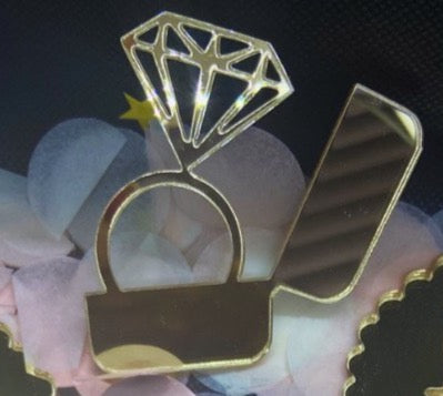 Diamond ring in box- Cupcake Acrylic charm- Mirror finish- PACK OF 2