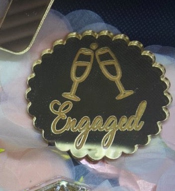 Engraved 'Engaged' Cupcake Acrylic discs- PACK OF 2