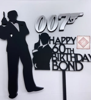 James Bond/ 007 acrylic cake topper/ charm