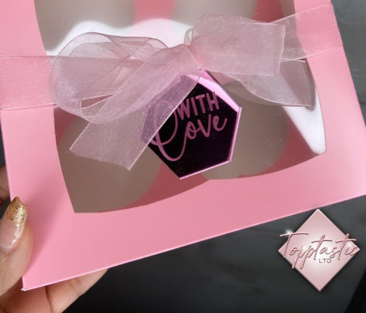 'With Love' 2.5 inches wide tag. Mirror finish. Pack of 2