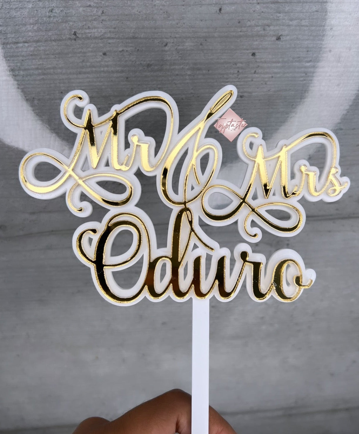 Mr & Mrs Double layered acrylic Topper