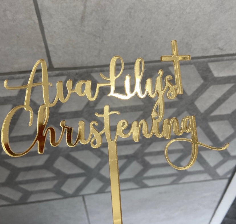 Christening Acrylic cake topper with cross