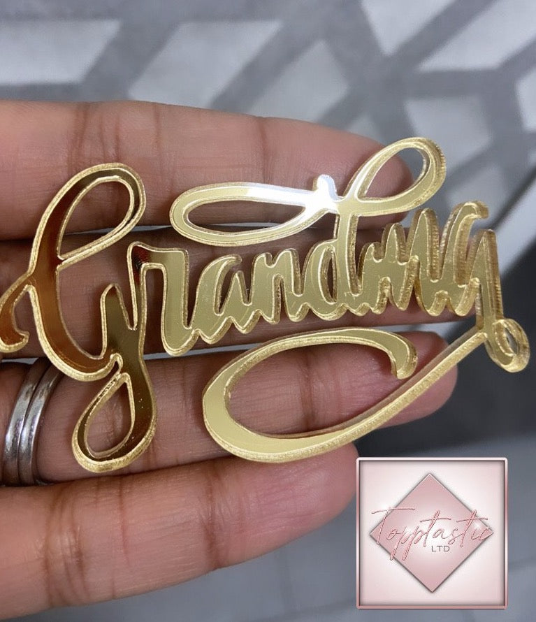 Acrylic 'Grandma'/ Mothers day cupcake wording- PACK OF 2