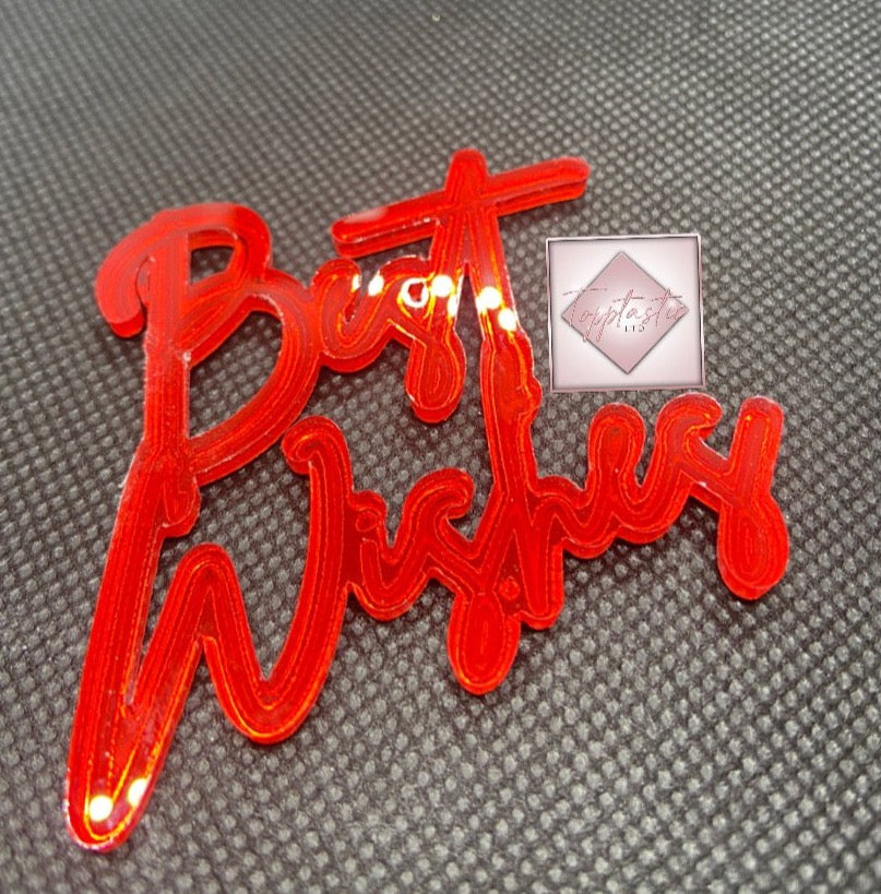 Engraved Best Wishes cupcake topper- PACK OF 4