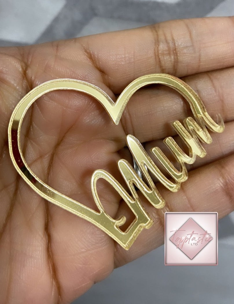 Acrylic 'Mum'/ Mothers Day cupcake topper- PACK OF 4