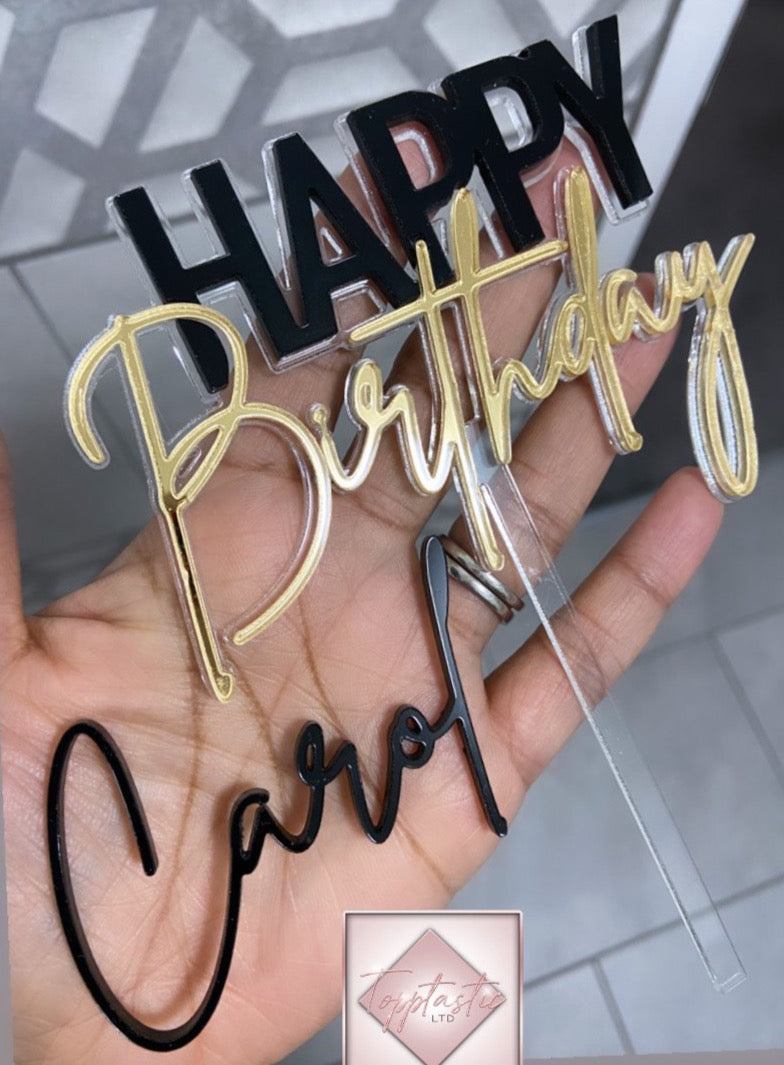 Sliced Happy Birthday with name charm- SET