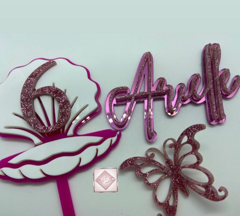 CLAM Acrylic cake topper set