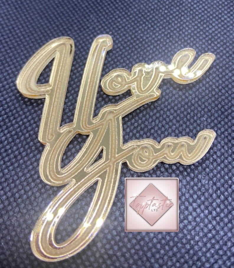 Engraved I Love You cupcake topper- PACK OF 4