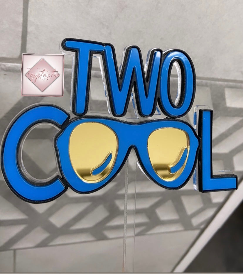 'TWO COOL' Acrylic cake topper
