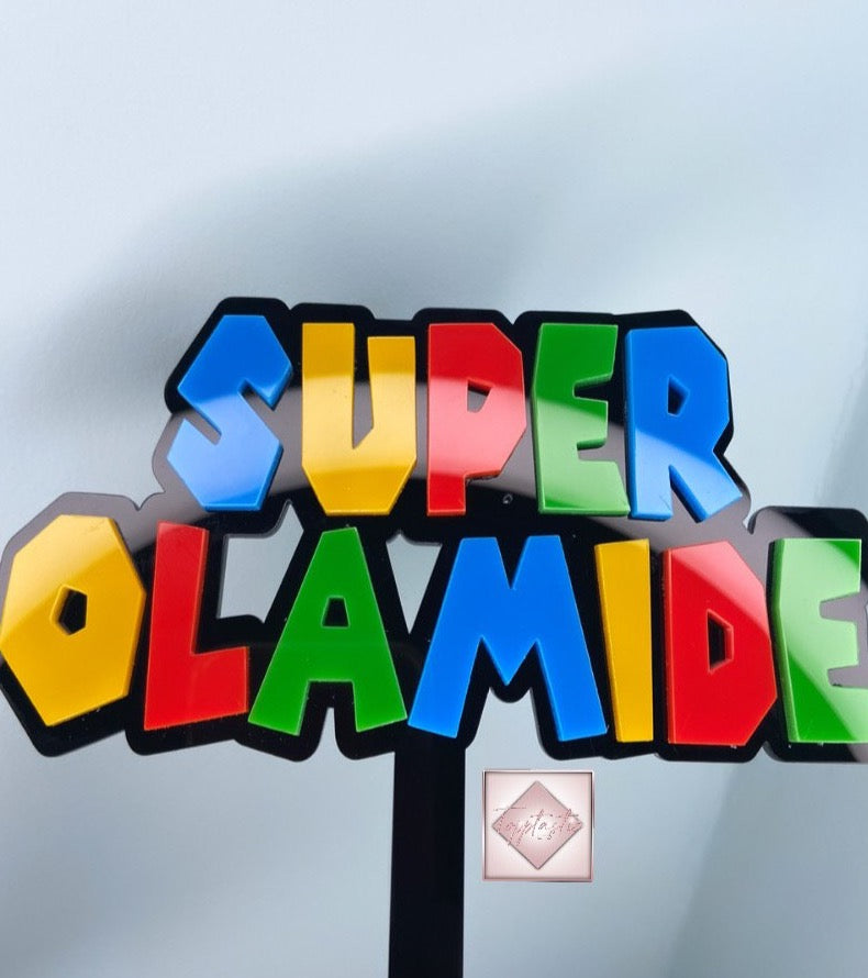 Super Mario font Double layer topper/ charm
