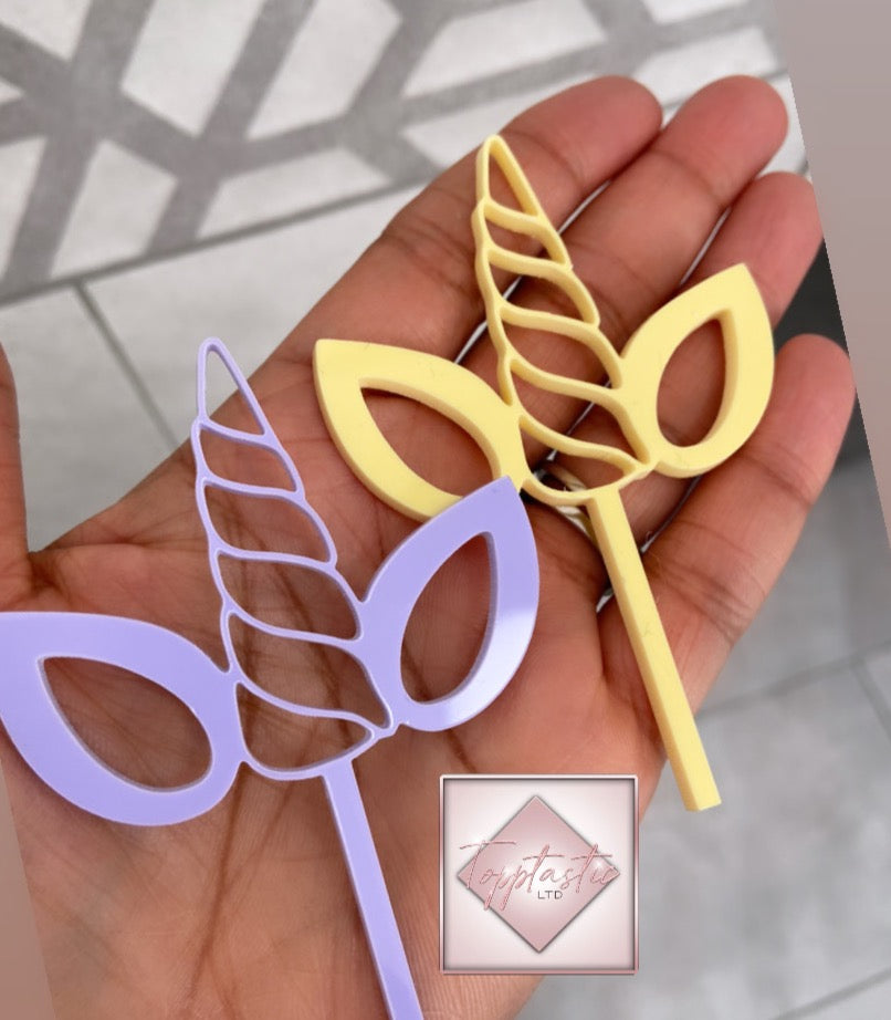 Acrylic unicorn cupcake topper- PACK OF 4