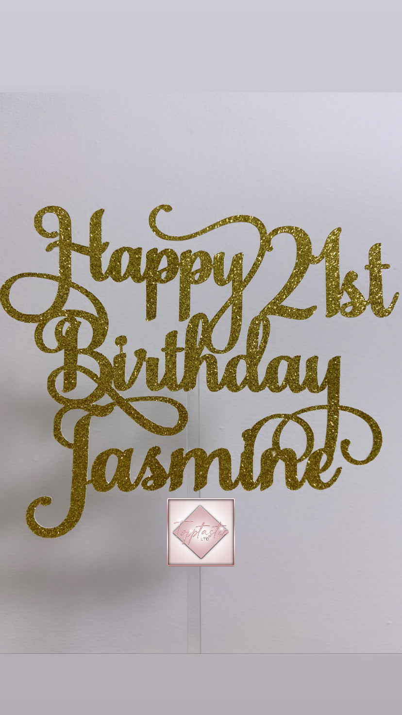 Personalised Happy Birthday cardstock cake topper