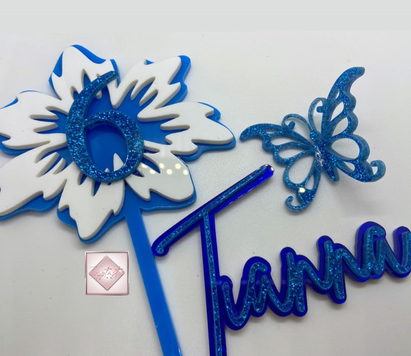 FLOWER Acrylic cake topper set