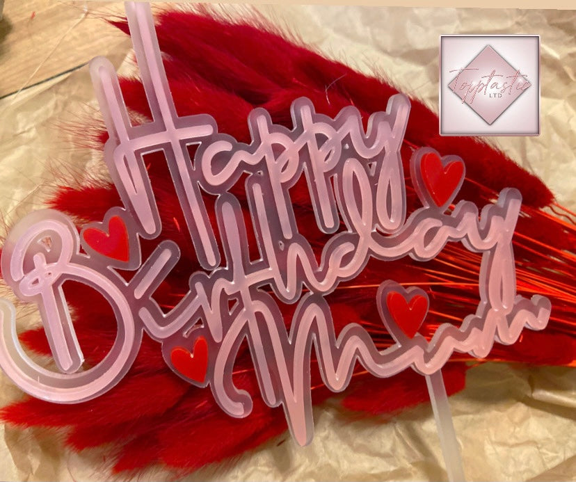 Double layer Acrylic cake topper with/out hearts