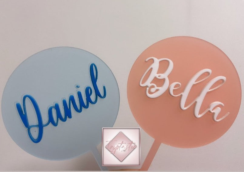 Double layer frosted acrylic circle Cake topper