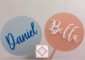 Double layer frosted acrylic circle Cake topper