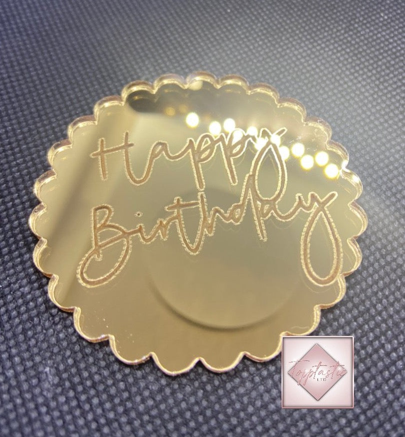 Engraved 'Happy Birthday' Cupcake Acrylic discs- PACK OF 2