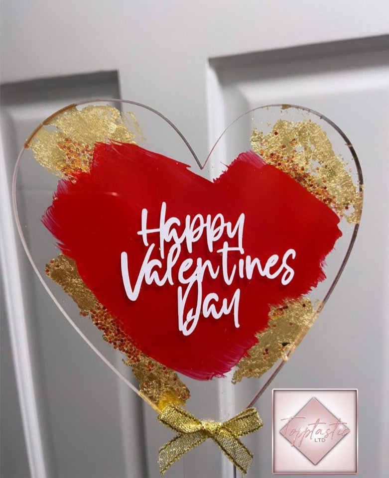 Valentines Day heart shaped acrylic paddle