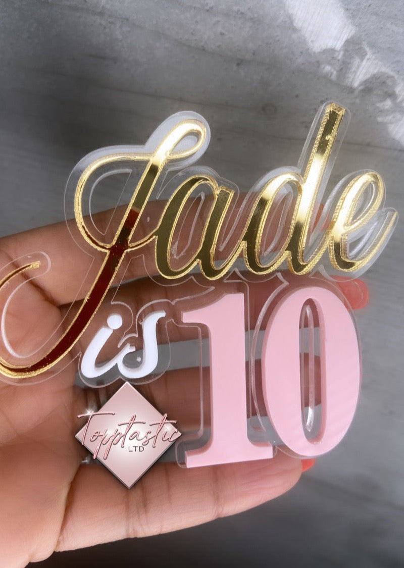 Double layered Name 'is' Age charm/ topper