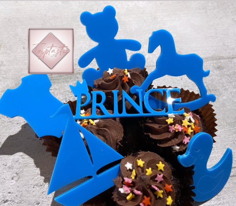 Baby Boy Acrylic cupcake/ charm topper set