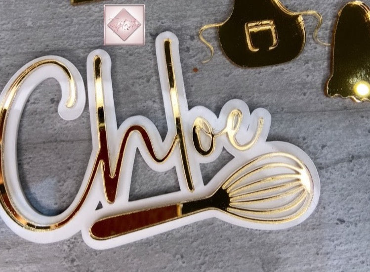 Double Layer Name Charm with Whisk