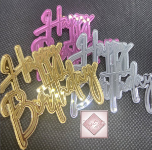 Engraved Happy Birthday cupcake topper- PACK OF 4