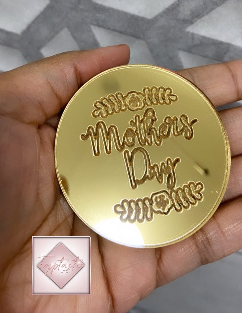 Engraved, Acrylic Mothers Day cupcake disc- PACK OF 2