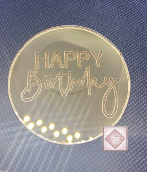 Engraved 'Happy Birthday' Cupcake Acrylic discs- PACK OF 2