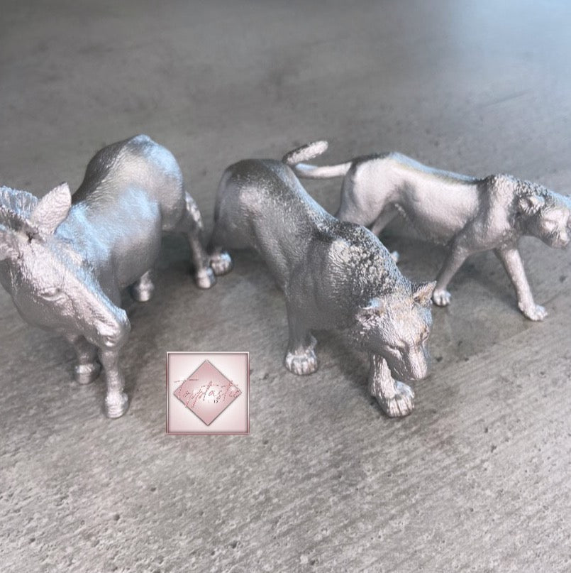 Set of 3 Silver Animal Cake toppers